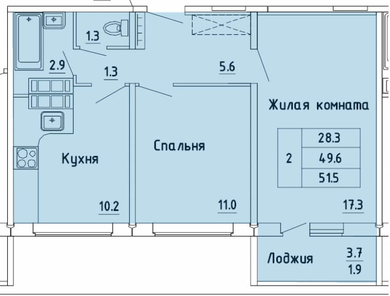 планировка квартиры 52 м2